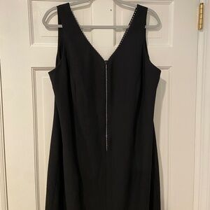 1980s Black Rhinestone Front-Zip Dress – Vintage Glam Long Evening Gown